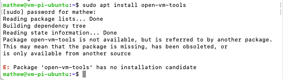 VM Install Error